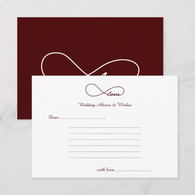 Bodas de amor rojo de Borgoña y tarjetas de consej (Anverso / Reverso)