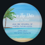 Bodas de arena tropical de playa imán de olas mode<br><div class="desc">Tropical,  playa,  simple,  olas,  destino,  palmeras,  elegante,  acuarela,  Boda moderno,  Save the Date imnet. Puedes personalizarlo con tus detalles.</div>