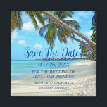 Bodas de arena tropical de playa imán de olas mode<br><div class="desc">Tropical,  playa,  simple,  olas,  destino,  palmeras,  elegante y moderno Boda,  Save the Date imnet. Puedes personalizarlo con tus detalles.</div>