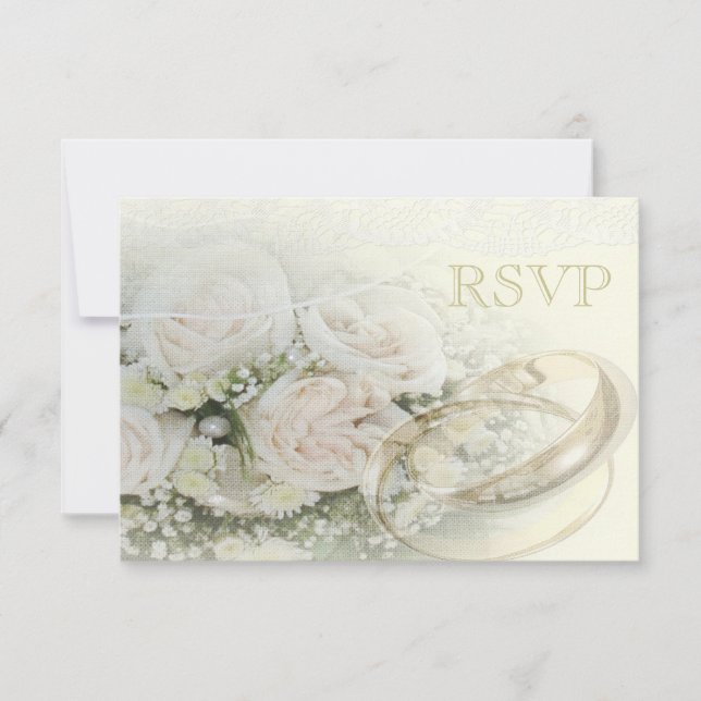 Bodas de bandas, Rosas, palomas y encajes RSVP (Anverso)