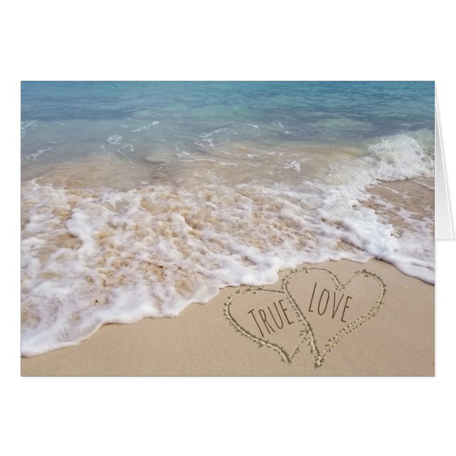 Bodas de Beach Hearts felicitaciones (Anverso (Horizontal))