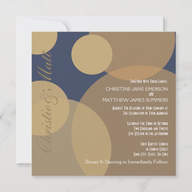 Bodas de champán de oro Invitación a la boda moder (Anverso)