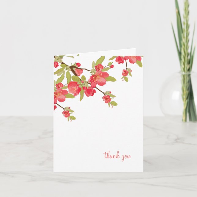 Bodas de flores de árbol rosado gracias tarjetas (Anverso)