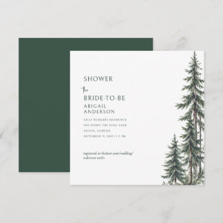 Bodas de Invierno Bosque Verde Invitación Cuadrada