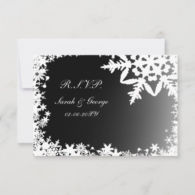 bodas de invierno negro estándar rsvp 3.5 x 5 (Anverso)