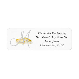 Bodas de monograma Rings Gracias Etiquetas