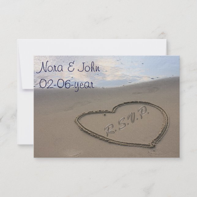 bodas de playa RSVP estándar 3.5 x 5 (Anverso)