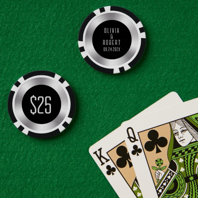Bodas de póquer negro y plata (Mesa de Poker (Doble))