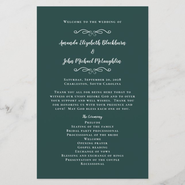 Bodas Elegantes Programas de Ceremonia Moderna Esm (Anverso)