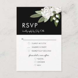 Bodas florales blancos, tarjeta de menú RSVP