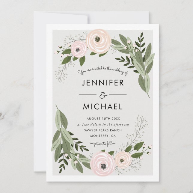 Bodas florales - Invitación a bodas (Anverso)