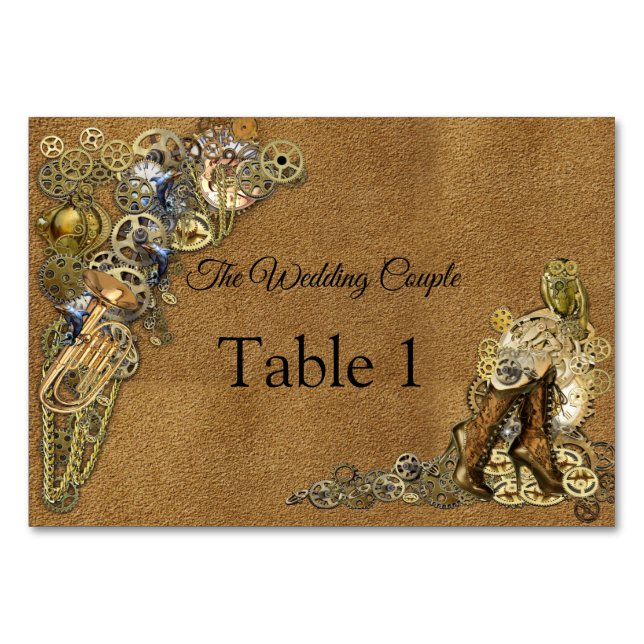 Bodas Góticas - Steampunk en tarjetas de mesa de g (Anverso)