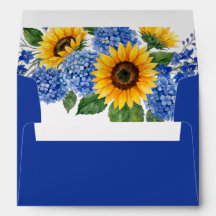 Bodas Modernas de Girasoles Florales Azul Real