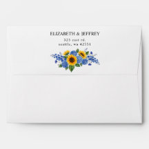 Bodas Modernas de Girasoles Florales Azul Real