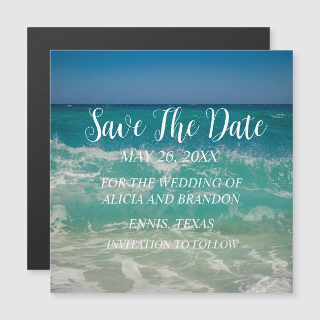 Bodas oceánicos tropicales de playa imán de olas m (Anverso/Reverso)