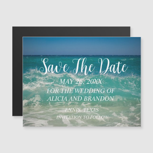 Bodas oceánicos tropicales de playa imán de olas m (Anverso/Reverso)