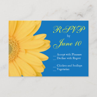 Bodas RSVP de Daisy amarillo y azul Gerber
