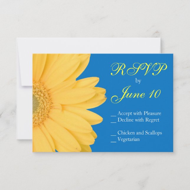 Bodas RSVP de Daisy amarillo y azul Gerber (Anverso)