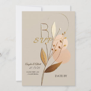 bodas rsvp diseño simple de tarjetas de guion dora