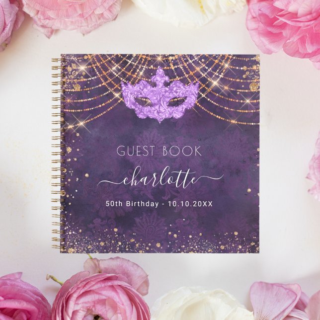 Bodega de libro de invitado rosa púrpura cumpleaño (Subido por el creador)