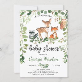 Bodega de Woodland baby Shower Invitación Animales