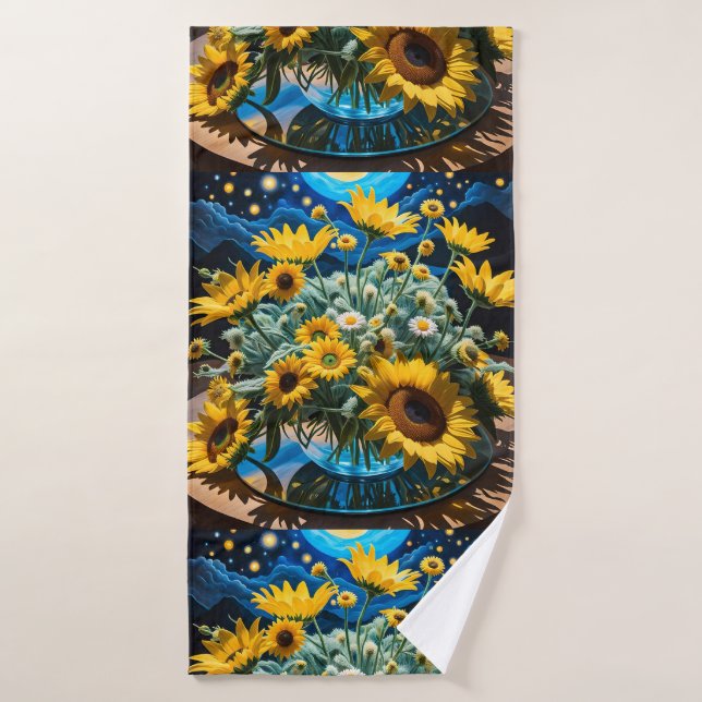 Bodegón Flores y Noche 1 - 001 (Toalla de baño)