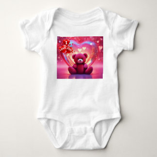 Bodies de bebé en corazón de oso rojo