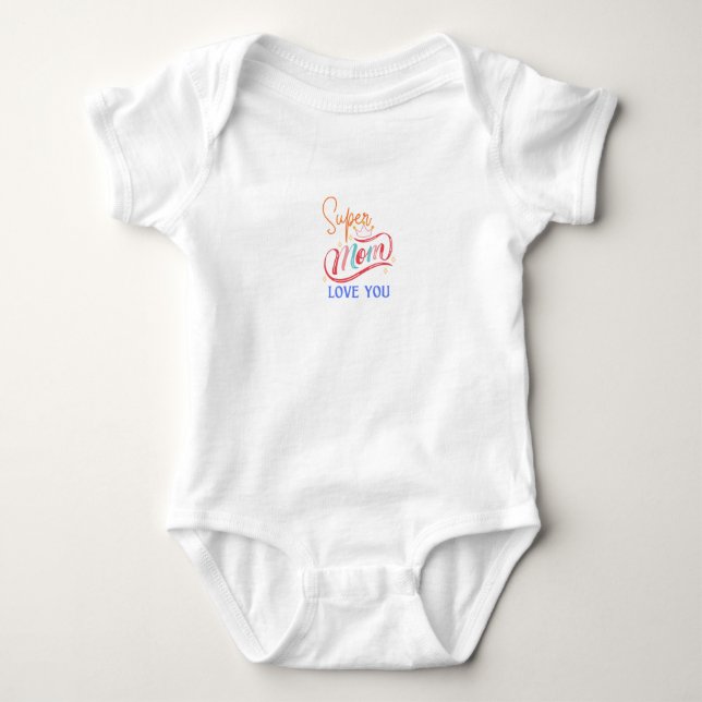 Body con punto de jersey  bebés Supermom love you (Anverso)
