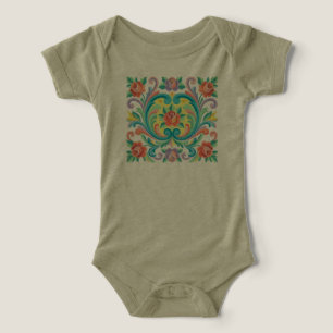 Body de bebé con arte floral Rosemaling noruego
