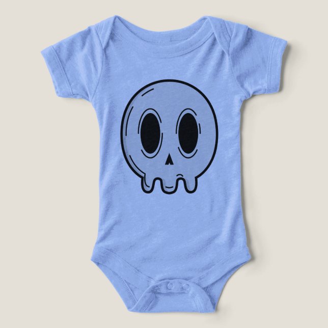 Body de bebé con cráneo gótico pastel azul claro E (Diseño delantero )