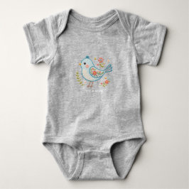 Body de bebé de flores de pajarito azul