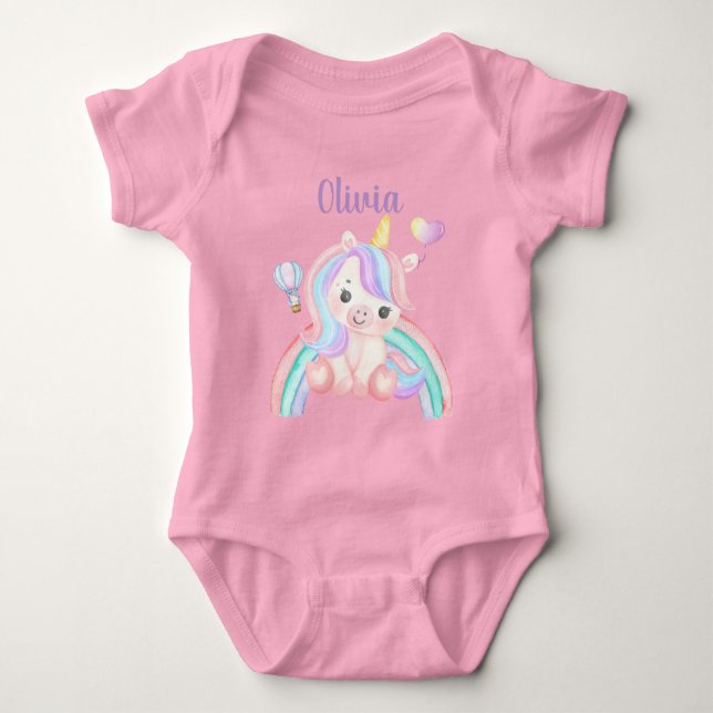 Body de bebé de Unicornio personalizado - Nombre y (Anverso)
