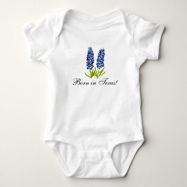 Body de bebé floral acuarela Bluebonnets para niña (Anverso)