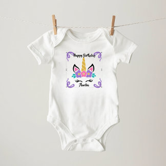 Body de bebé personalizado de unicornio para cumpl