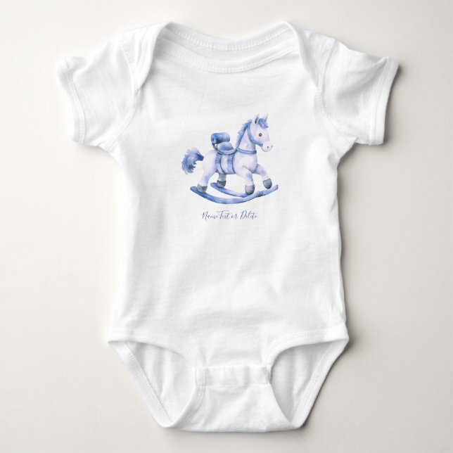 Body de caballo mecedor azul para bebé (Anverso)