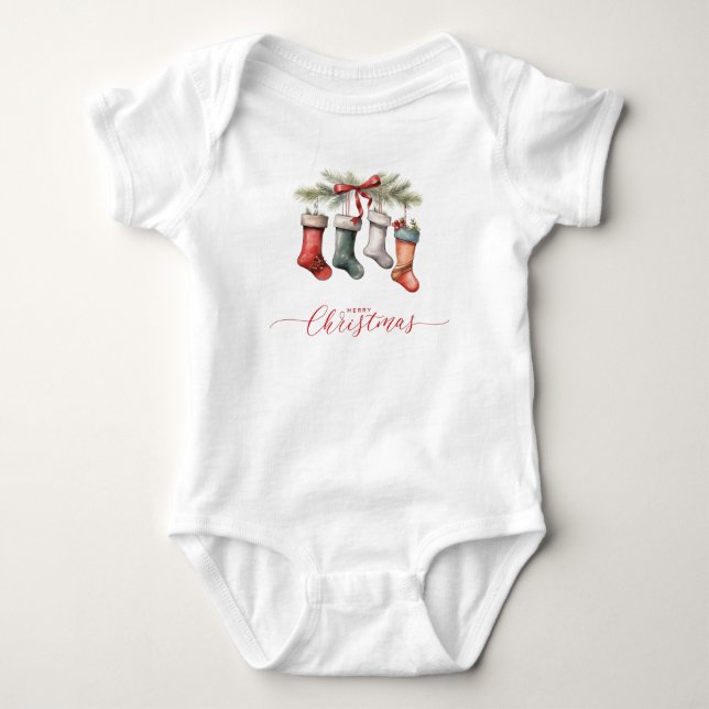 Body de calcetines de Navidad para bebé (Anverso)