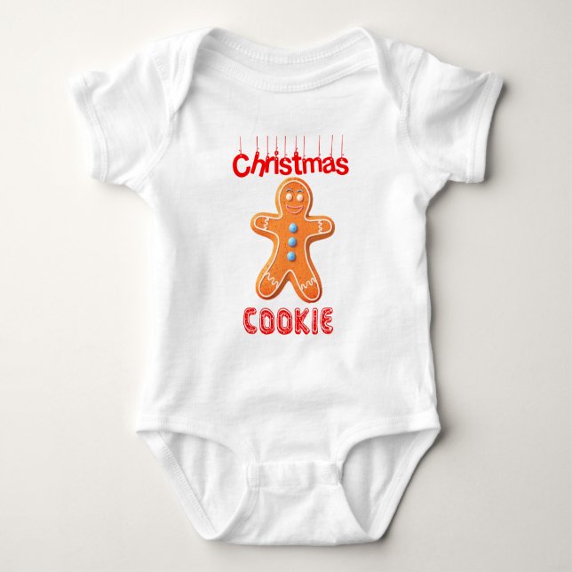 Body de Jersey de Bebé Divertido Galleta de Navida (Anverso)