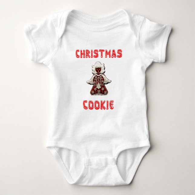 Body de Jersey de Bebé Divertido Galleta de Navida (Anverso)