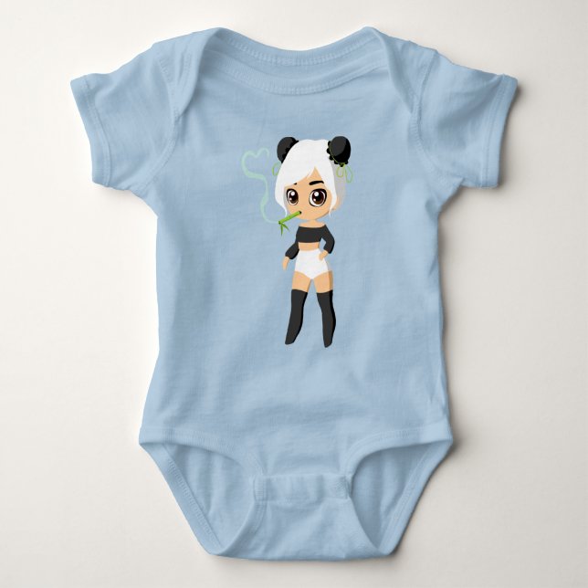 Body de jersey para bebé con diseño de panda lindo (Anverso)