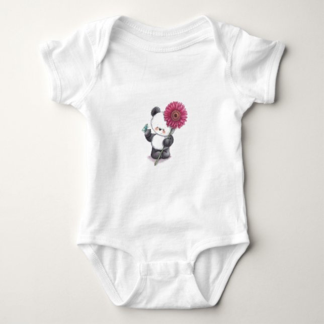 Body de jersey para bebé con diseño de panda lindo (Anverso)