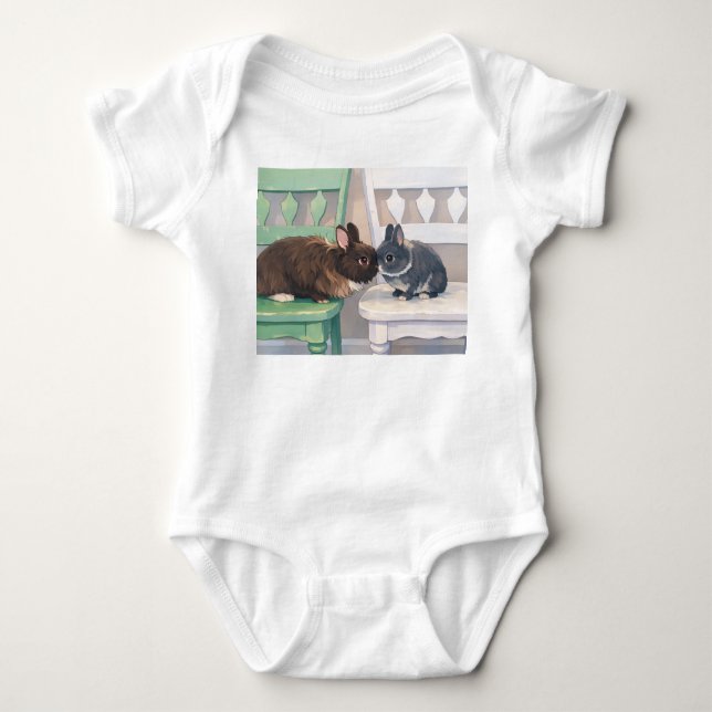 Body de Jersey para Bebé - Dos Adorables Conejos (Anverso)