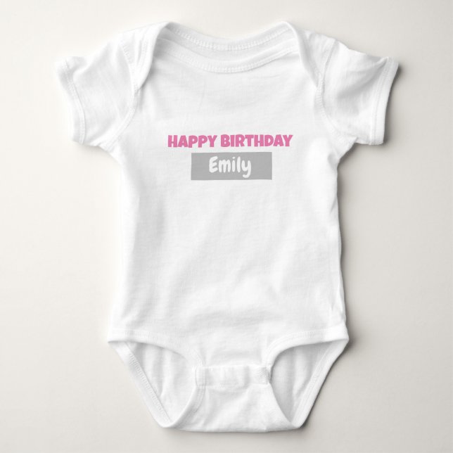 Body de PERSONALIZADO FELIZ CUMPLEAÑOS para bebé (Anverso)