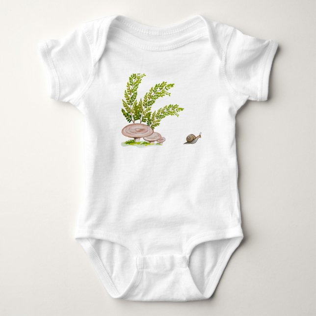 Body Para Bebé С acogedor champiñón de bosque y lindo caracol (Anverso)