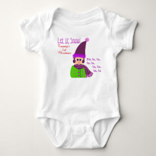 Body Para Bebé 1ª Navidad Niña Sombrero Morado Deja que nieve