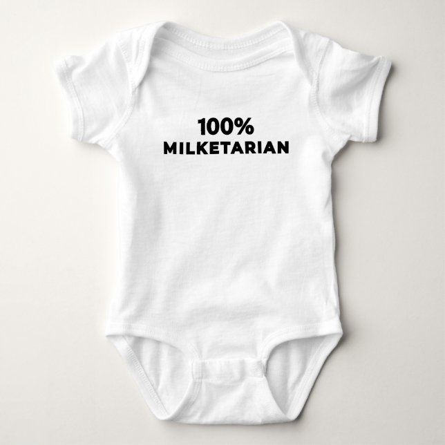 Body Para Bebé 100% Milketarian - Negro (Anverso)