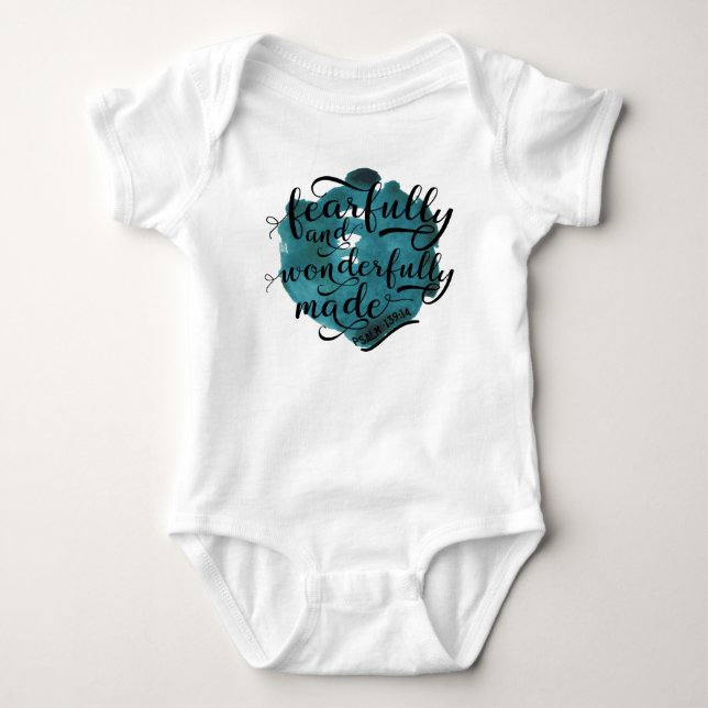 Body Para Bebé 139:14 temeroso y maravillosamente hecho del salmo (Anverso)
