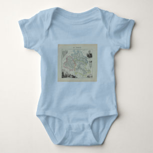 Body Para Bebé 1858 mapa del departamento de Ariege, Francia