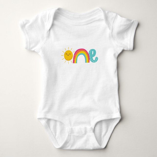 Body Para Bebé 1.ª camiseta de cumpleaños, un sol y un traje de a (Anverso)