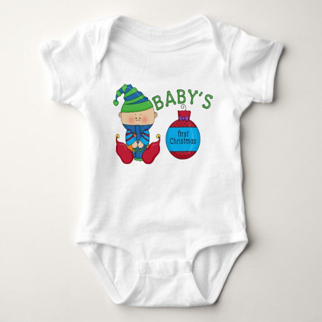 Body Para Bebé 1.ª camiseta y regalo de elfo Navidades (Anverso)