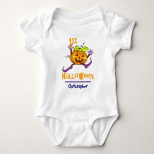 Body Para Bebé 1.ª Halloween Happy Pumpkin Boy Custom Name
